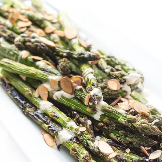 Grilled Asparagus with Tahini Lemon