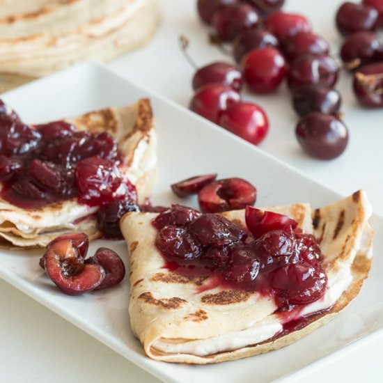 Cherry and Cream Cheese Crepes