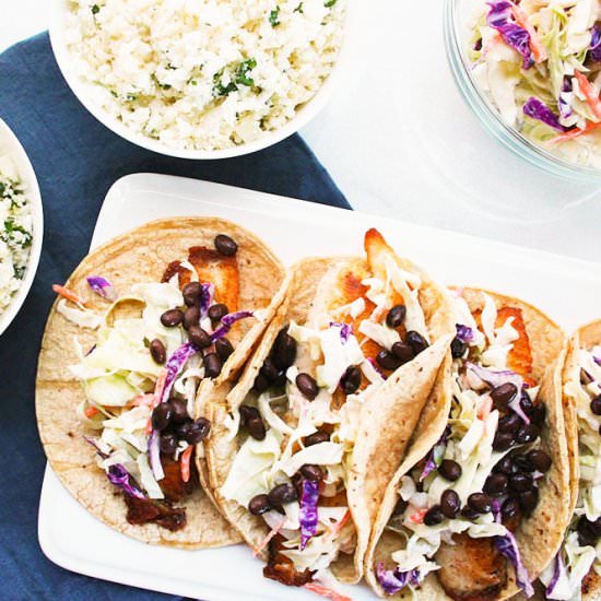 Fish Tacos with Cauliflower Rice