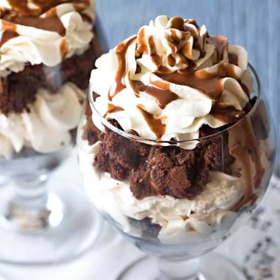 Brownie Parfaits with Nutella Syrup