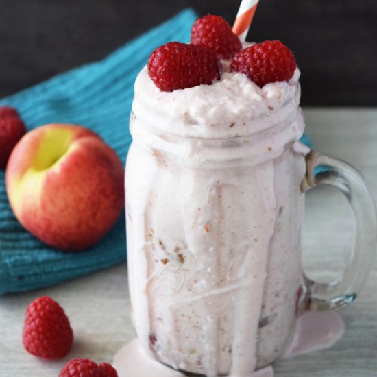 White Peach Raspberry Cobbler Shake