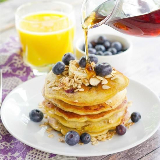 Blueberry Granola Pancakes