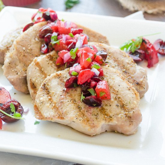 Pork Chops w/Cherry Plum Salsa