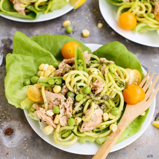 Lemon Pepper Salmon and Zucchini Noodle Salad