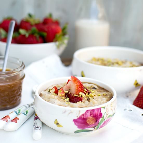 Rice Pudding with Caramel Sauce