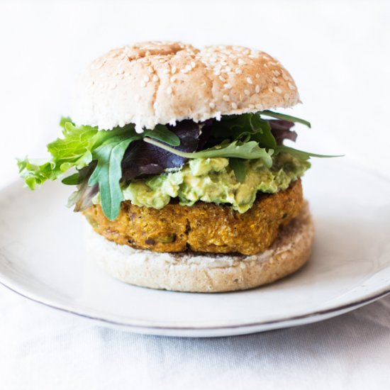 Ginger Edamame Sweet Potato Burgers