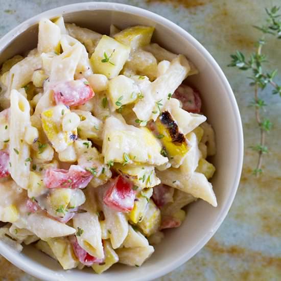 Penne with Grilled Summer Squash