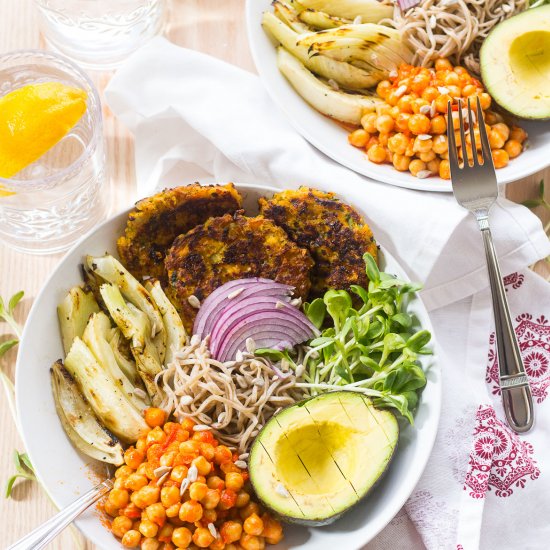 Sweet Potato Fritter BBQ Bowls