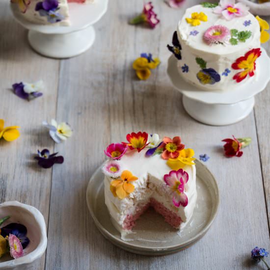 Mini Cakes with Edible Flowers