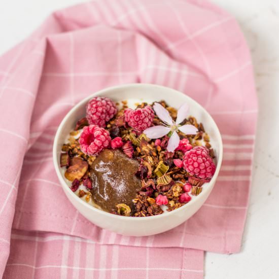 Crunchy Sugarfree rhubarb granola