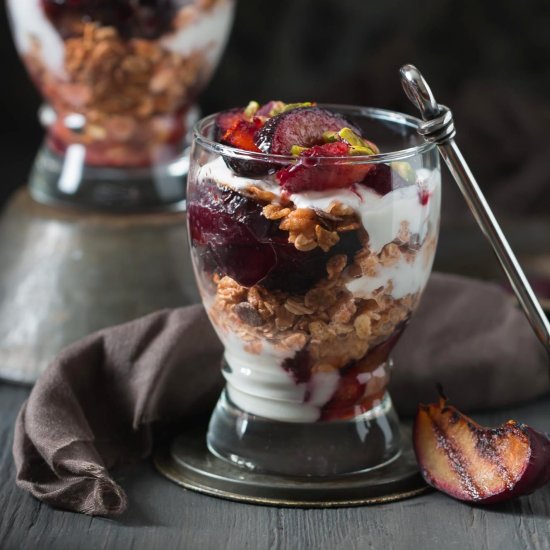 Roasted Plum Breakfast Parfait