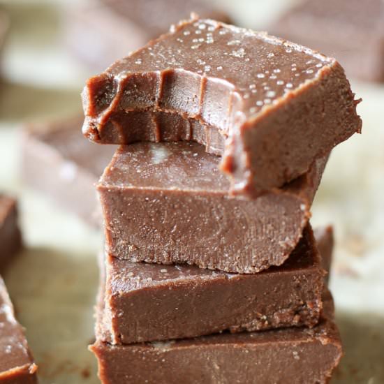 Salted Dark Chocolate Tahini Fudge