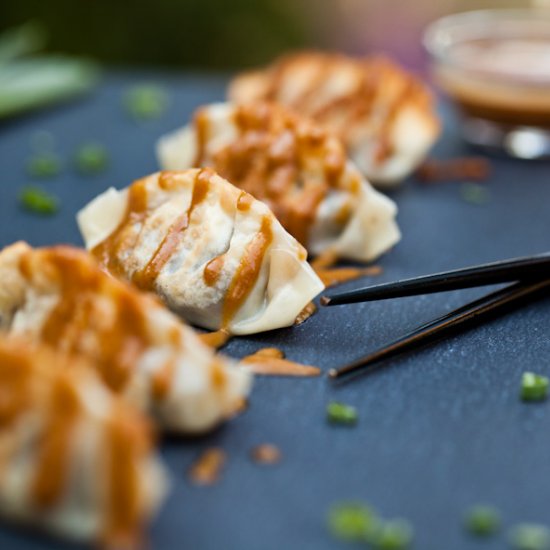 Vegan Dumplings with Peanut Sauce