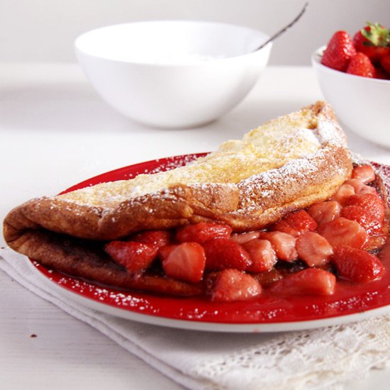 Oven Pancake with Strawberry Sauce