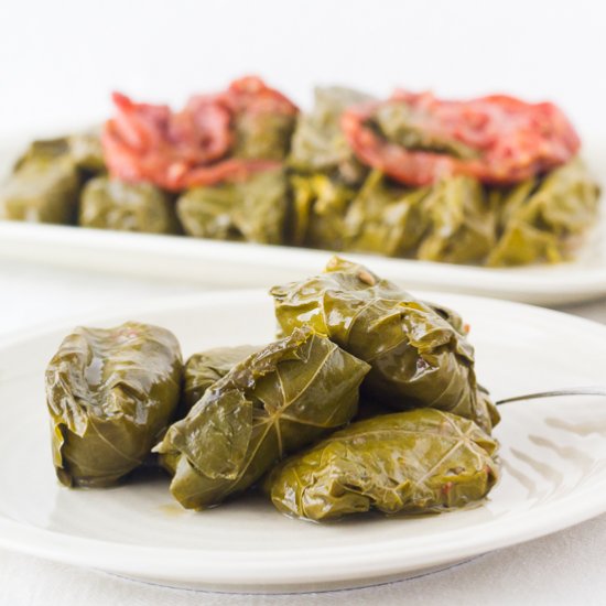 Stuffed Vine Leaves with Eggplants