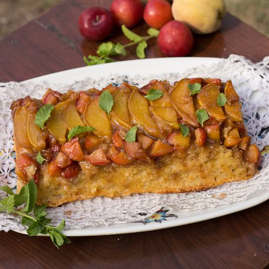 Peach and Plum Upside Down Cake