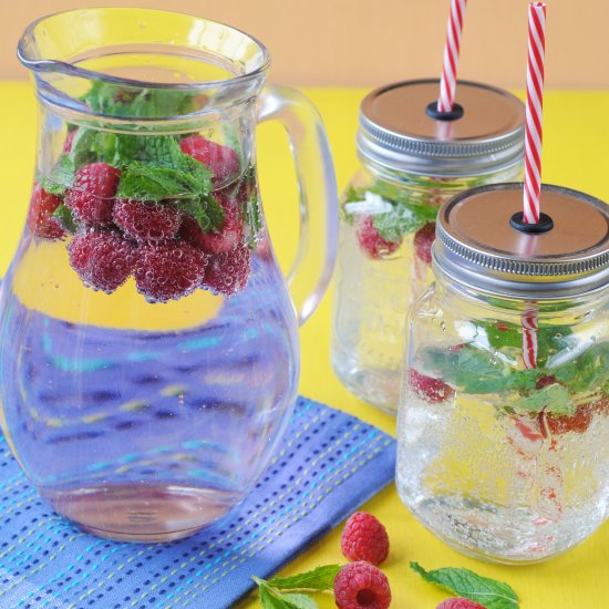 Raspberry and Mint Sparkling Water