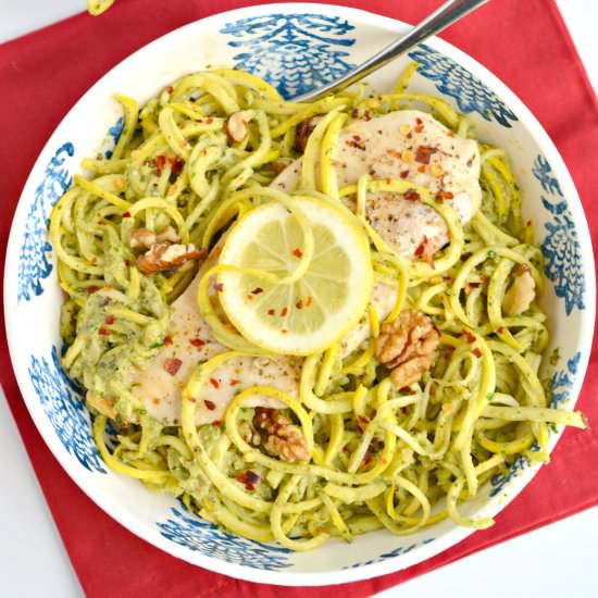 Walnut Pesto Chicken Summer Squash