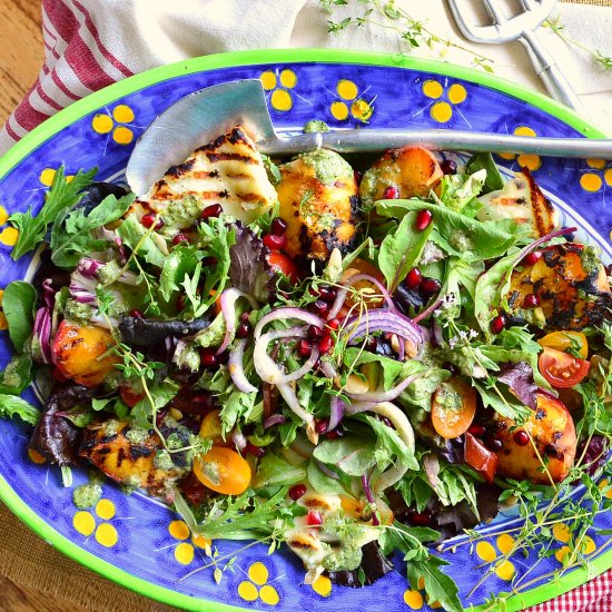 Grilled Peach and Halloumi Salad