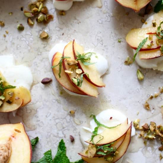 Peach Mint Honey Pistachio Caprese