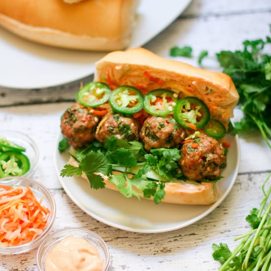 Spicy Pork Meatball Banh Mi