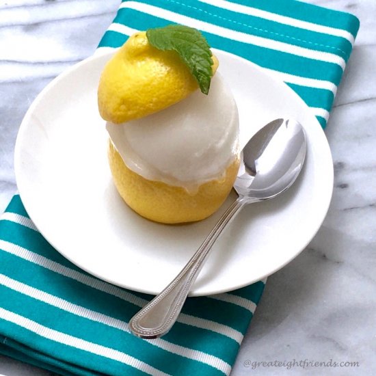 Lemon Sorbet in Lemon Cups