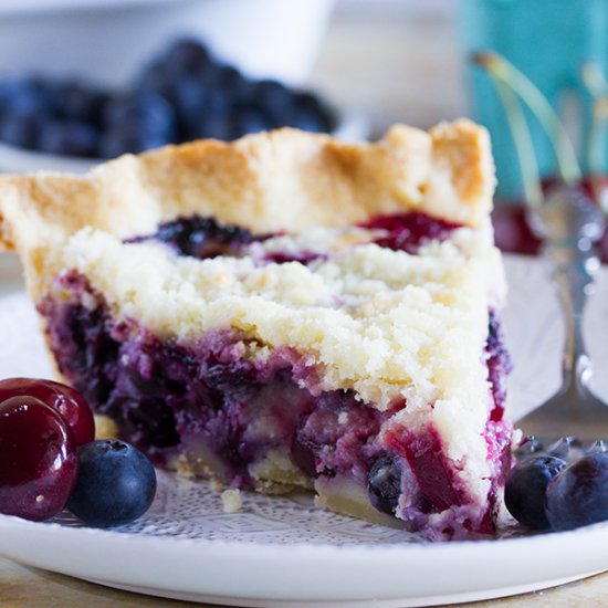 Cherry and Blueberry Cream Pie