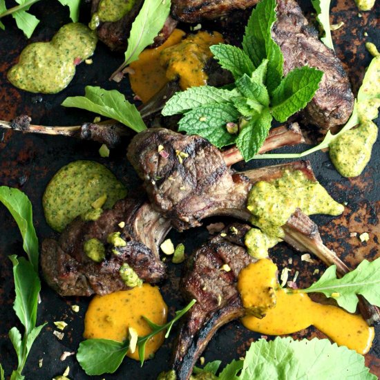 Grilled Lamb with Chermoula Pesto