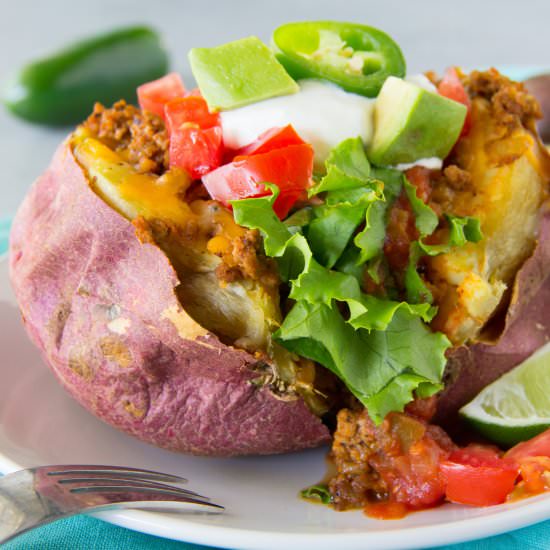 Turkey Taco Stuffed Sweet Potato