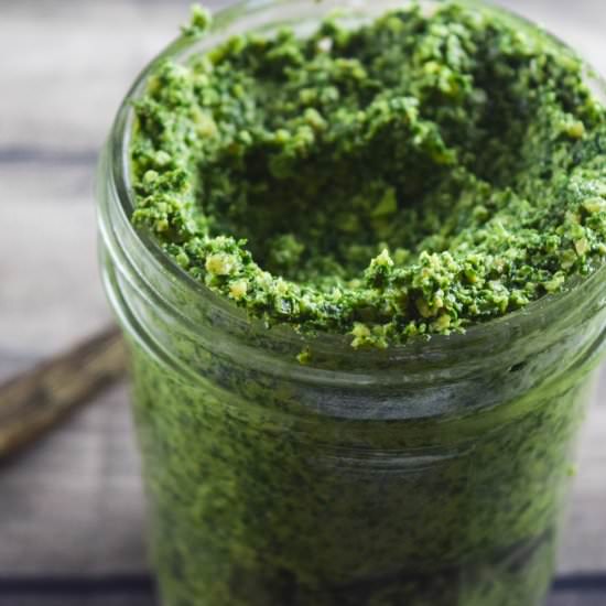 Kale, Garlic Scape and Walnut Pesto