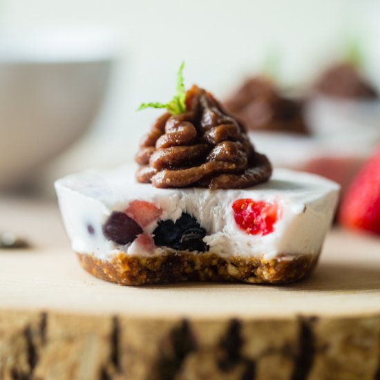 Chocolate Peanut Berry Cheesecakes