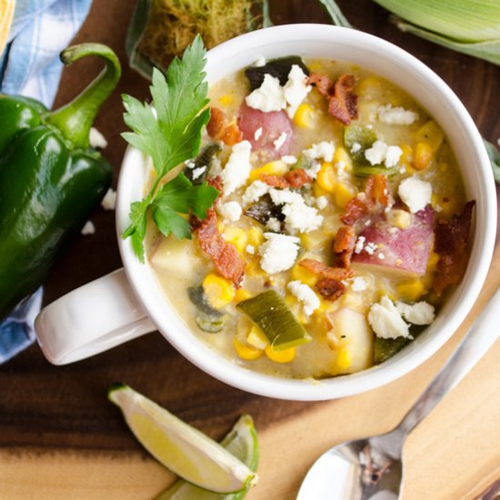 Roasted Corn and Poblano Chowder