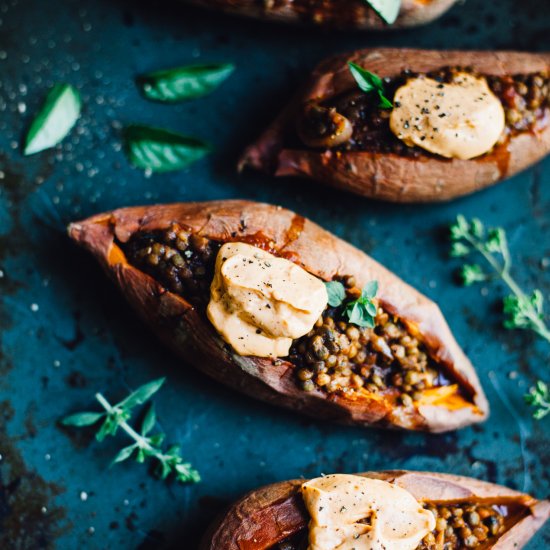 Lentil Sloppy Joe Sweet Potatoes