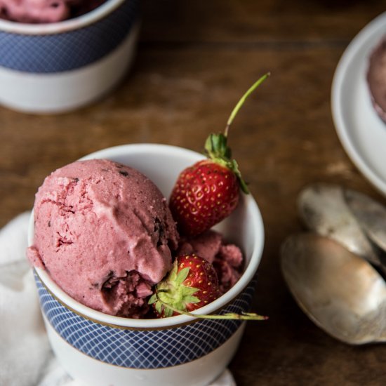 No Churn Roasted Strawberry Ice Cream