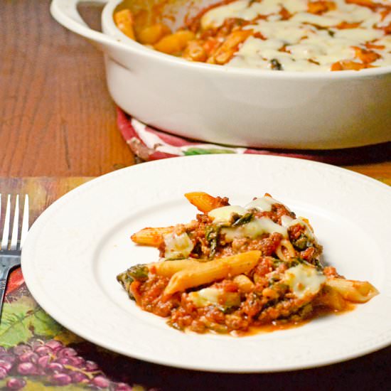 Baked Ziti with Spinach