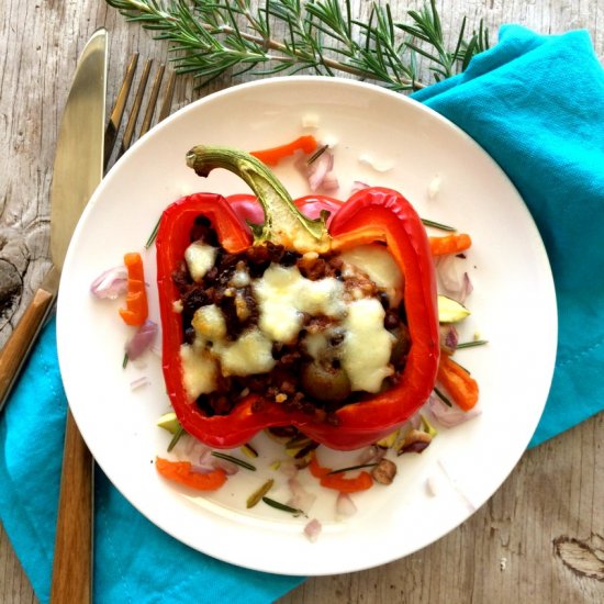 Vegetarian Picadillo Stuffed Pepper