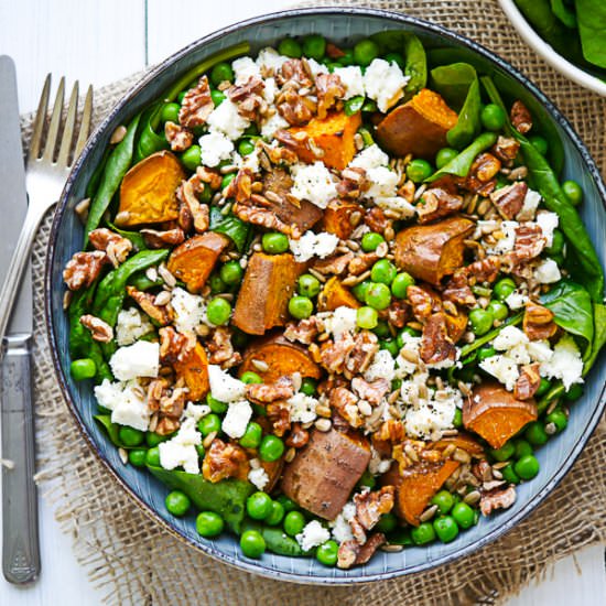 Sweet Potato, Pea and Feta Salad