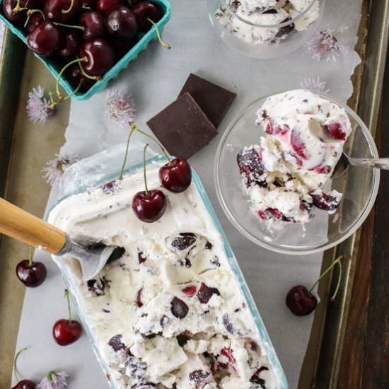 Chocolate Cherry Rosemary Ice Cream