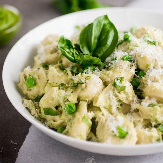 Creamy Pea and Pesto Tortellini