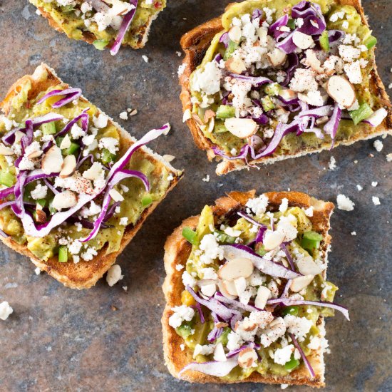 Loaded Mango Serrano Guac Toasts