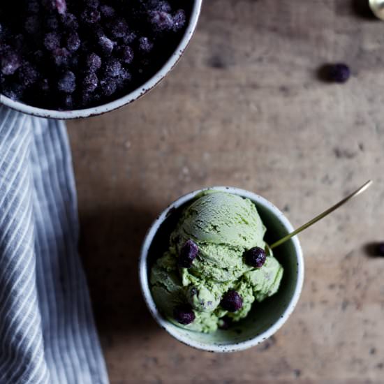 Blueberry Green Tea Ice Cream