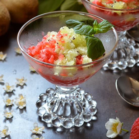 Ice Cold Strawberry Kiwi Granita