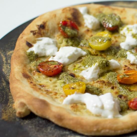 Burrata, Tomato & Pesto White Pizza