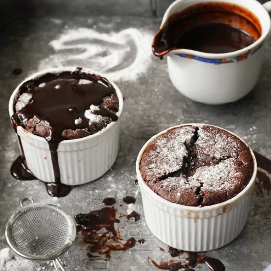 Chocolate Souffle with Sauce