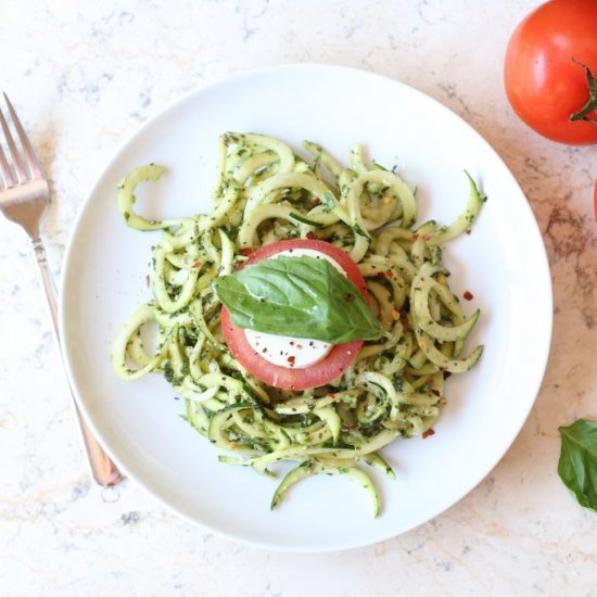 Pesto Caprese Zucchini Noodle Salad