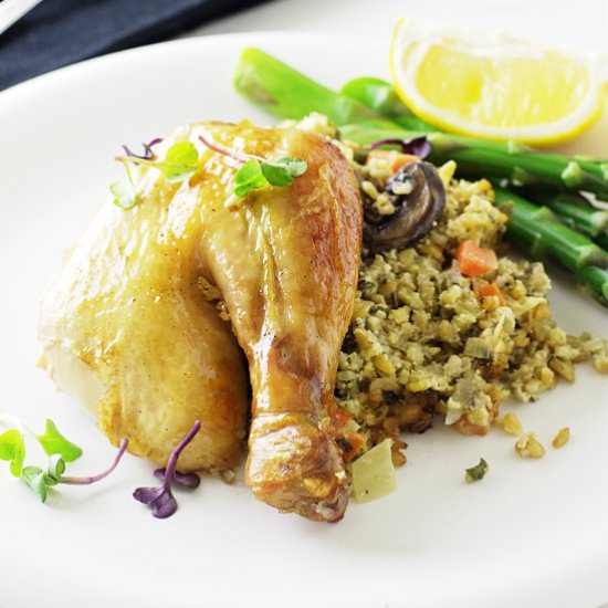 Roast Chicken and Freekeh Stuffing