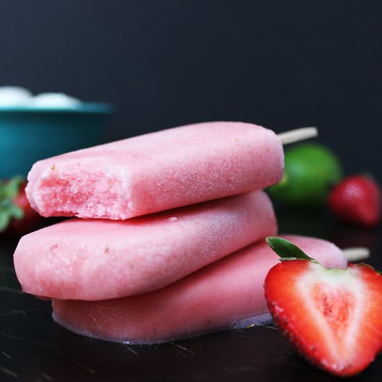 Strawberry Coconut Lime Popsicles