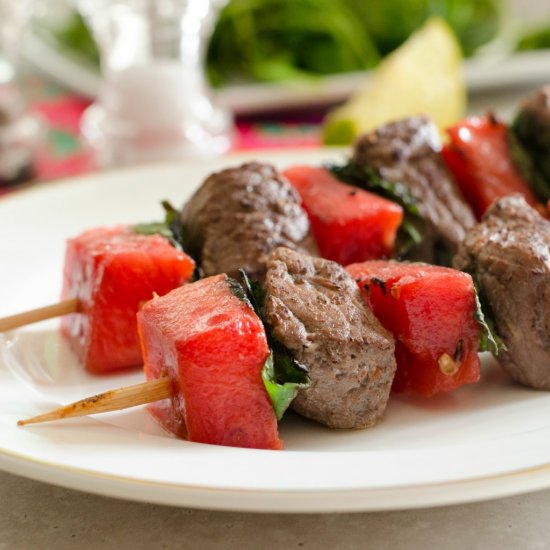 Beef Kebabs with Watermelon