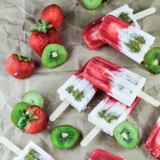 Strawberry Kiwi Coconut Popsicles