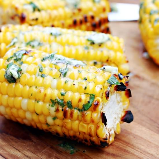 Grilled Corn with Basil Butter